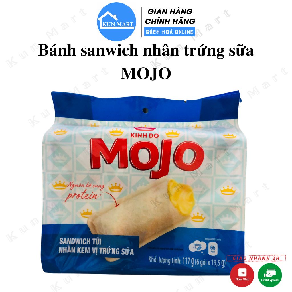 Bánh sữa chua, bánh sanwich nhân kem vị trứng sữa MOJO Kinh Đô 117g