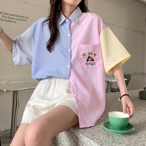 Áo Sơ Mi Tay Ngắn Cổ Búp Bê Thời Trang Mùa Hè Xinh Xắn Cho Nữ