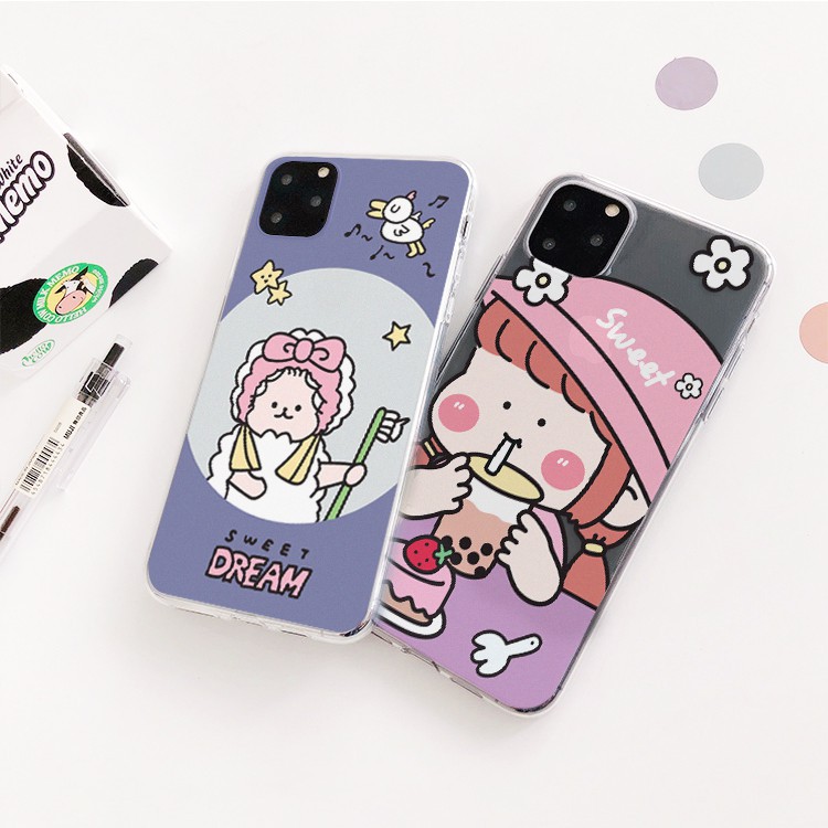 Ốp trong suốt in Sweet Dream ốp điện thoại iphone cho IPhone 11/11Pro/11pro Max X XR XS XS MAX /6 7 8 Plus SE t07