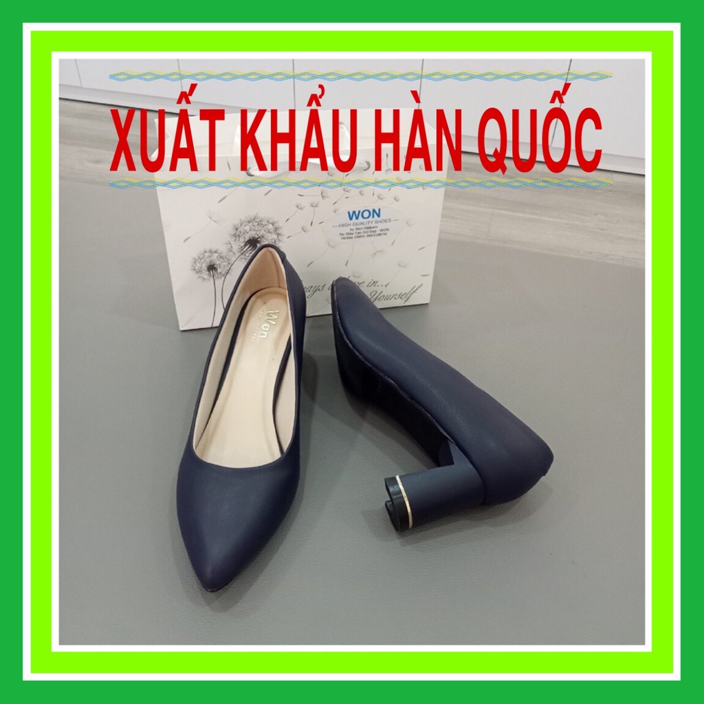 GIÀY CAO GÓT 5CP XUẤT KHẨU HÀN QUỐC CAO CẤP - MÀU XANH NAVY - THƯƠNG HIỆU WON - GÓT THỜI TRANG - ĐI CỰC ÊM MỀM