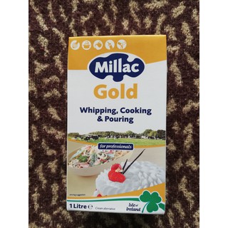 [Hộp 1 Lít – VÀNG] KEM SỮA ĐÁNH KEM TƯƠI (trang trí bánh, nấu ăn) [U.K] MILLAC GOLD Whipping, Cooking & Pouring (nw5)