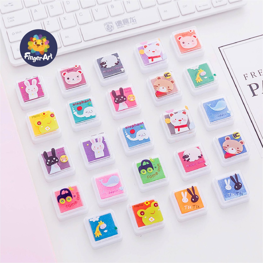 Bộ 12/24 Hộp Màu Vẽ Vân Ngón Tay Kèm Bộ Tranh Cho Bé Phát Huy Khả Năng Sáng Tạo