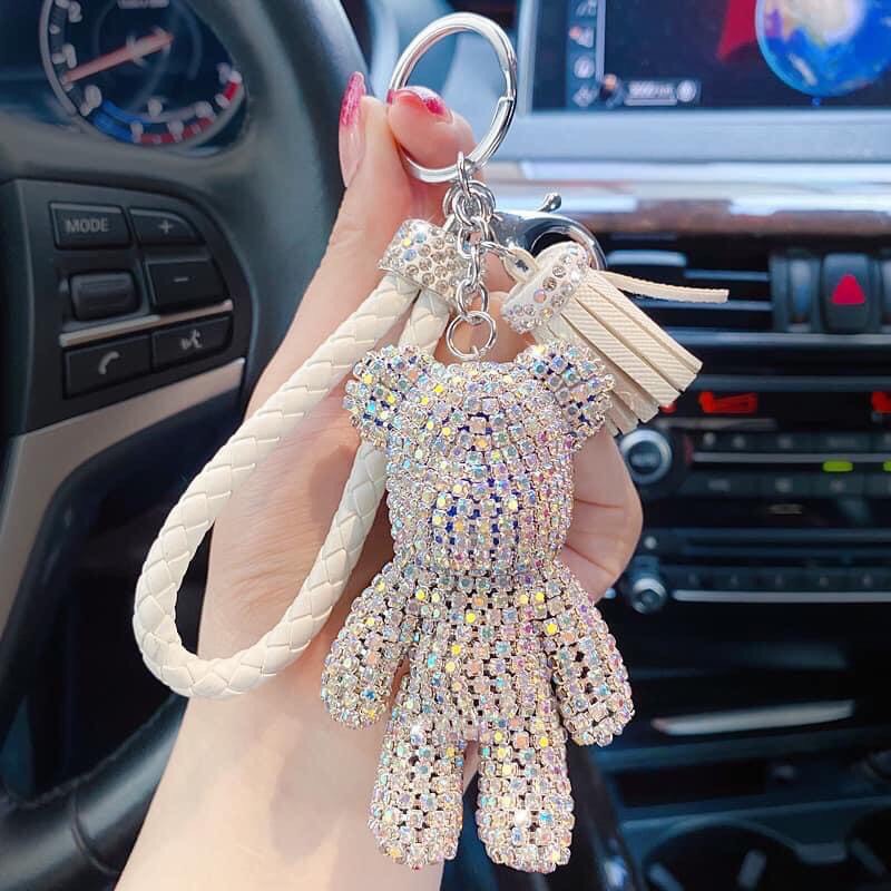 Charm treo túi đính đá hình gấu xinh xắn, dễ thương