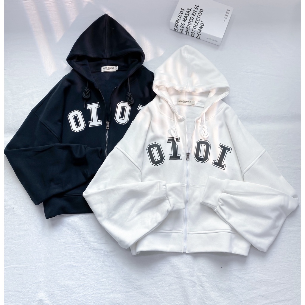 Áo Khoác Hoodie Croptop OI OI Tay Bồng Form Rộng Vải Nỉ Lót Bông Ulzzang - Tuni Store