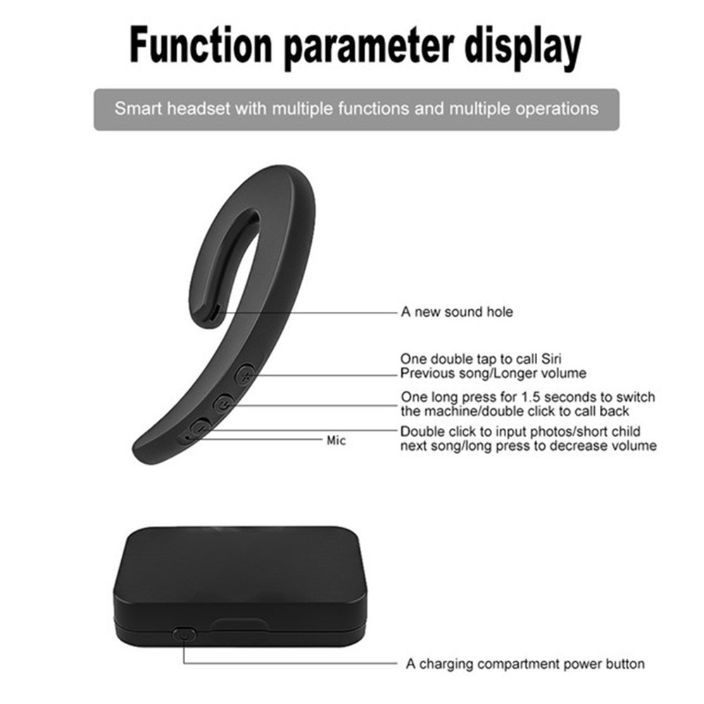 Bone Conduction Bluetooth 5.0 Earphone Wireless Headset Sport Stereo Headphones Earburd With Charging Box