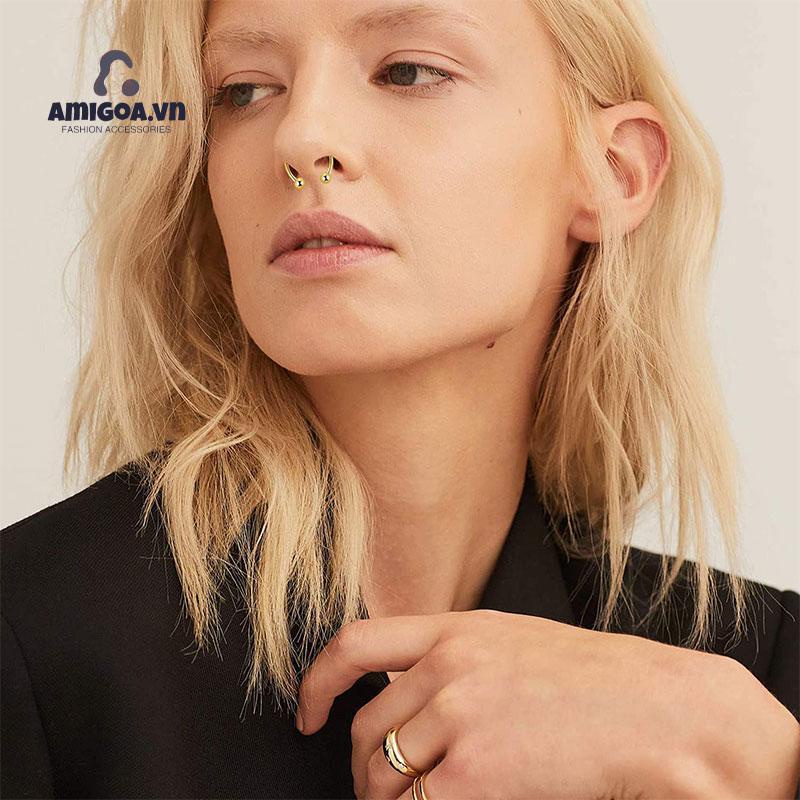 Khuyên Mũi Nam Châm Chất Liệu Thép Titan Không Gỉ