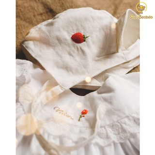[ẢNH THẬT] Mũ tai thỏ vải linen được thêu cao cấp thân thiện với trẻ em (vải tốt - may kĩ)