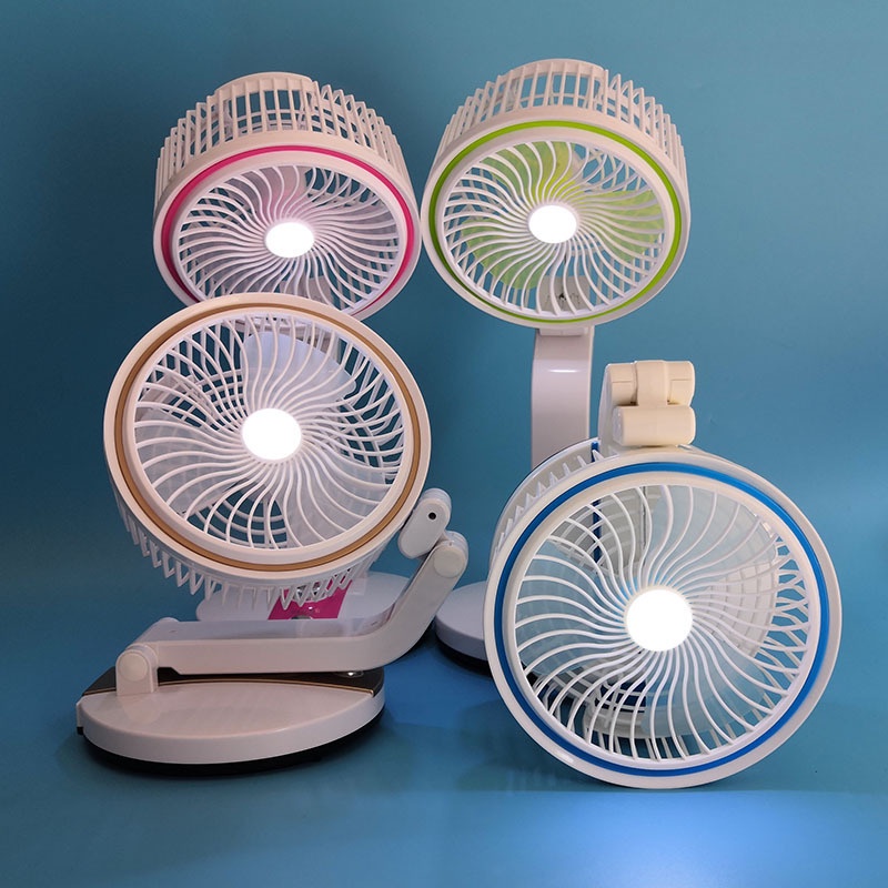 Quạt Tích Điện Gấp Gọn, Quạt Mini Để Bàn có đèn ngủ, 3 Tốc Độ Gió, Cổng Sạc USB, Pin 1600mAh, Lỗi 1 Đổi