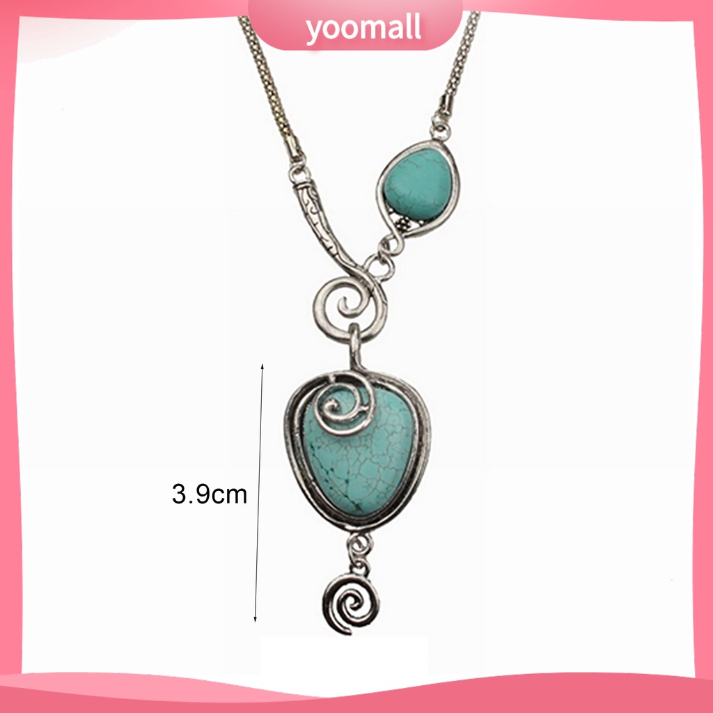 Vòng cổ Mặt Trái Tim Đính Đá Ngọc Lam Phong Cách Cổ Điển Cho Nữ