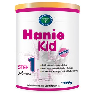 Sữa bột Hanie Kid 1 dành cho trẻ biếng ăn và suy dinh dưỡng loại 900g