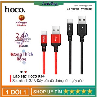 Dây Sạc Nhanh Bọc Dù Type C Hoco x14 - Cáp Sạc Nhanh Type C Bọc Dù Dây Dài 1M & 2M Hoco x14 [Đổi 1 Trong 7 Ngày]