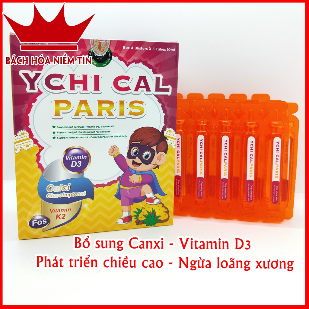 Canxi tăng chiều cao cho bé YCHI CAL-PARIS - Bổ sung canxi, vitamin D3, Vitamin K2 giúp phát triển xương, tăng chiều cao