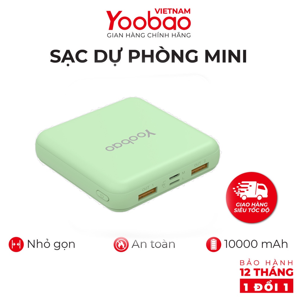 Sạc dự phòng YOOBAO M4 mini 10000mAh Pin Li-Polymer cho điện thoại, máy tính bảng...