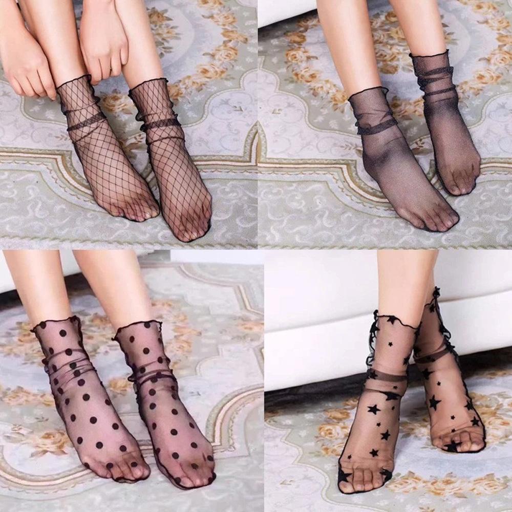 Vớ Vải Lụa Siêu Mỏng Ống Lửng Thời Trang Cho Nữ