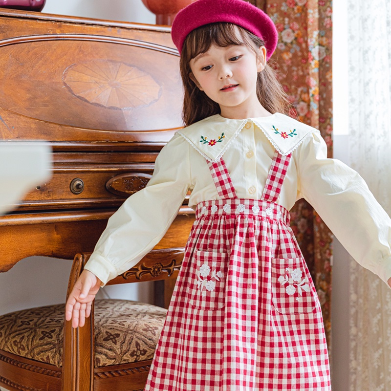 Áo sơ mi Bebezoo thêu hoa màu kem cho bé BEB3BL104