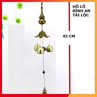 Chuông gió hồ lô trang trí bằng đồng cầu bình an và tài lộc 206743