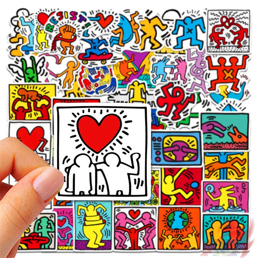 Bộ 100 Cái/Bộ ❉ Nhãn Dán Keith Haring Series ❉ Miếng Dán Trang Trí Thời Trang Chống Thấm Nước Diy