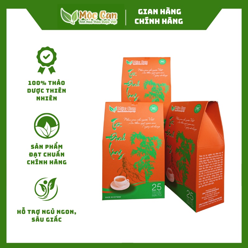 Trà đinh lăng Mộc Can giúp ngủ ngon sâu giấc hộp 25 túi lọc