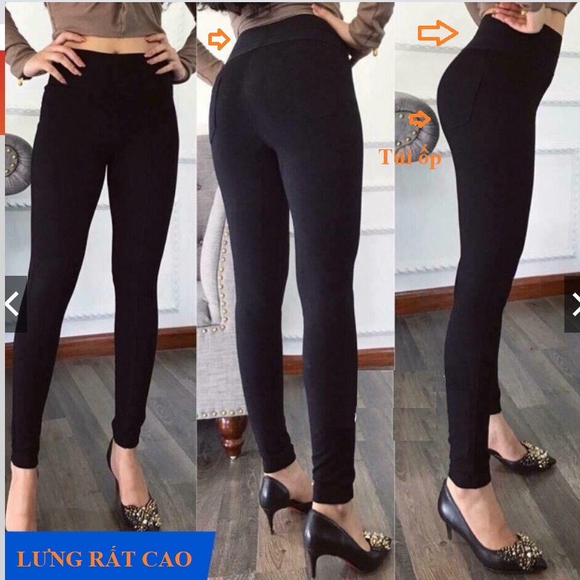 Quần Legging Lưng Rất Cao, Chất Thun Dày Co Giãn Cao Cấp, Giúp tạo những Siêu đường cong ảo diệu, Có Bigsize 65KG