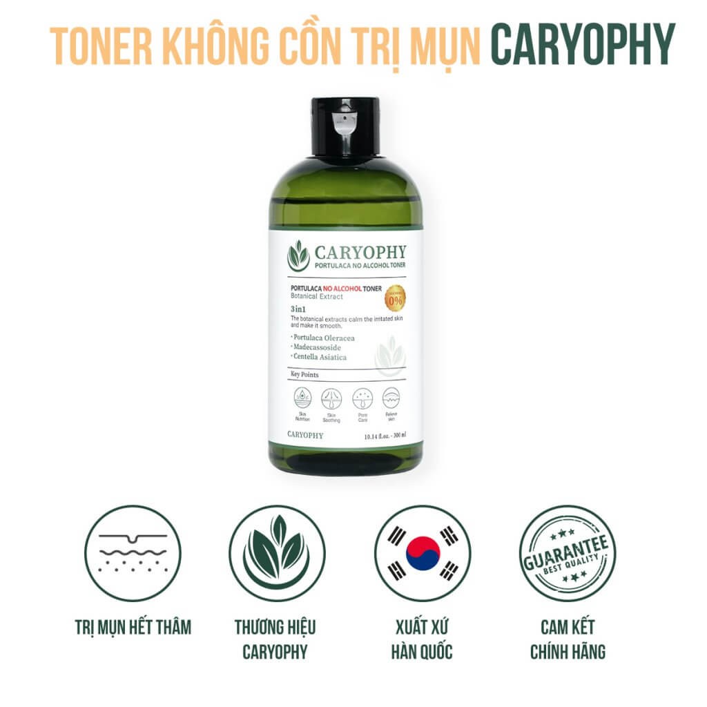 Toner Giảm Mụn Thâm Dưỡng Da Caryophy Portulaca 300ml Bản New Cho Nam/Nữ