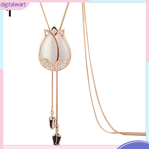 Dây Chuyền Mặt Hoa Tulip Đính Đá Thời Trang Cho Nữ