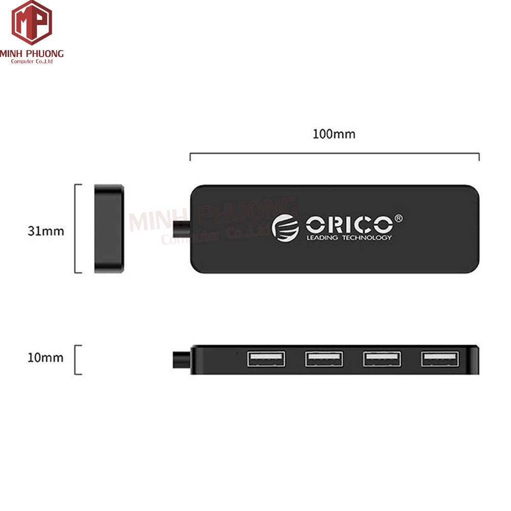 Bộ chia USB Hub 4 cổng USB 2.0 ORICO FL01-BK