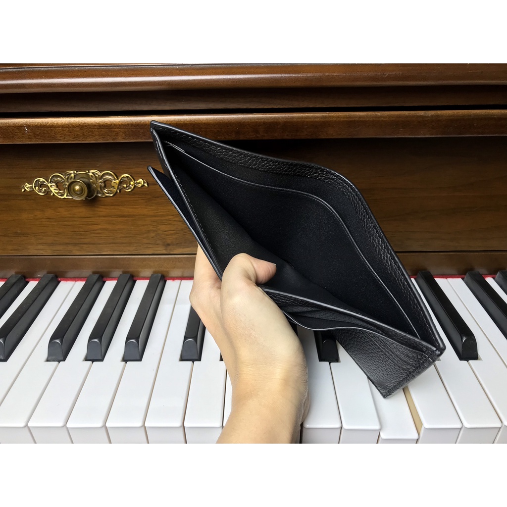 COACH DOUBLE BILLFOLD WALLET màu đen 3 sọc nâu xanh đen