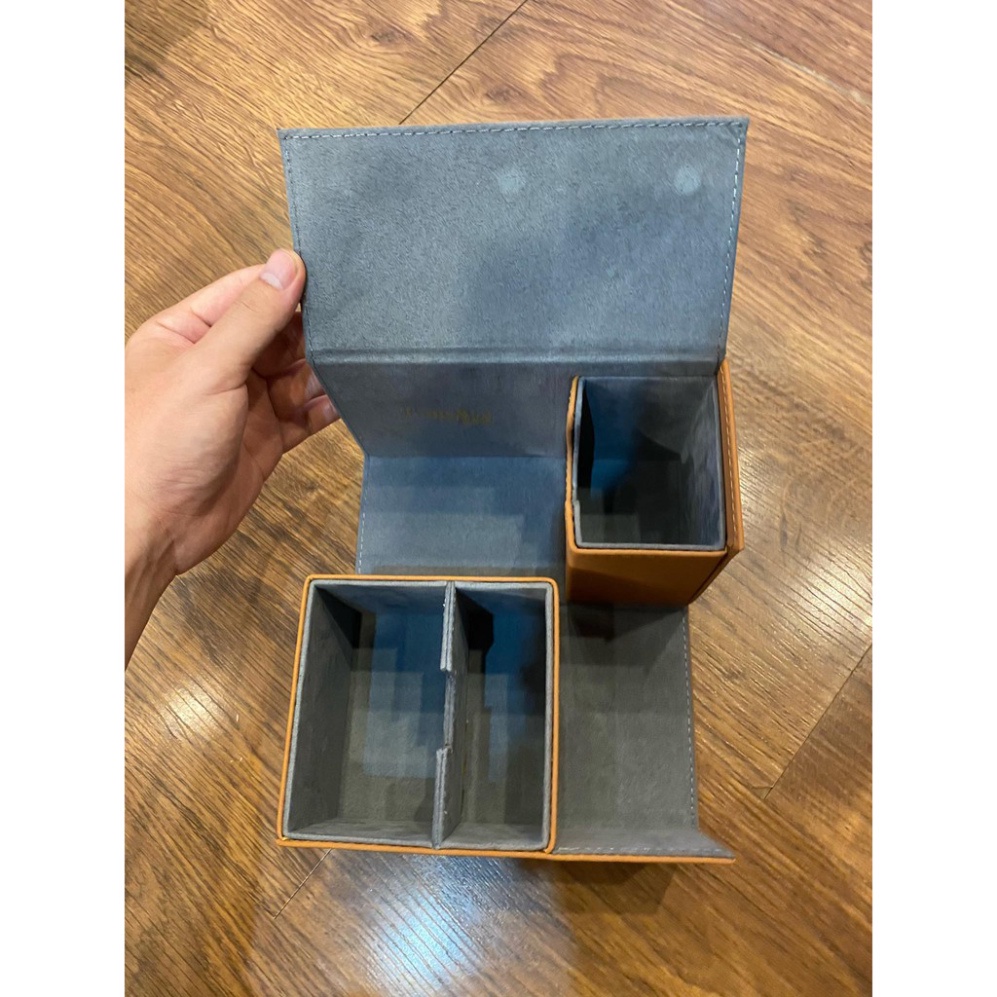 Hộp đôi đựng bài Yugi bằng da cao cấp 3 ngăn màu vàng - Deckbox