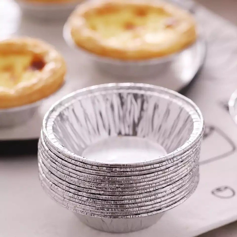 Cốc tart tròn giấy nhôm bạc dùng 1 lần (50c)