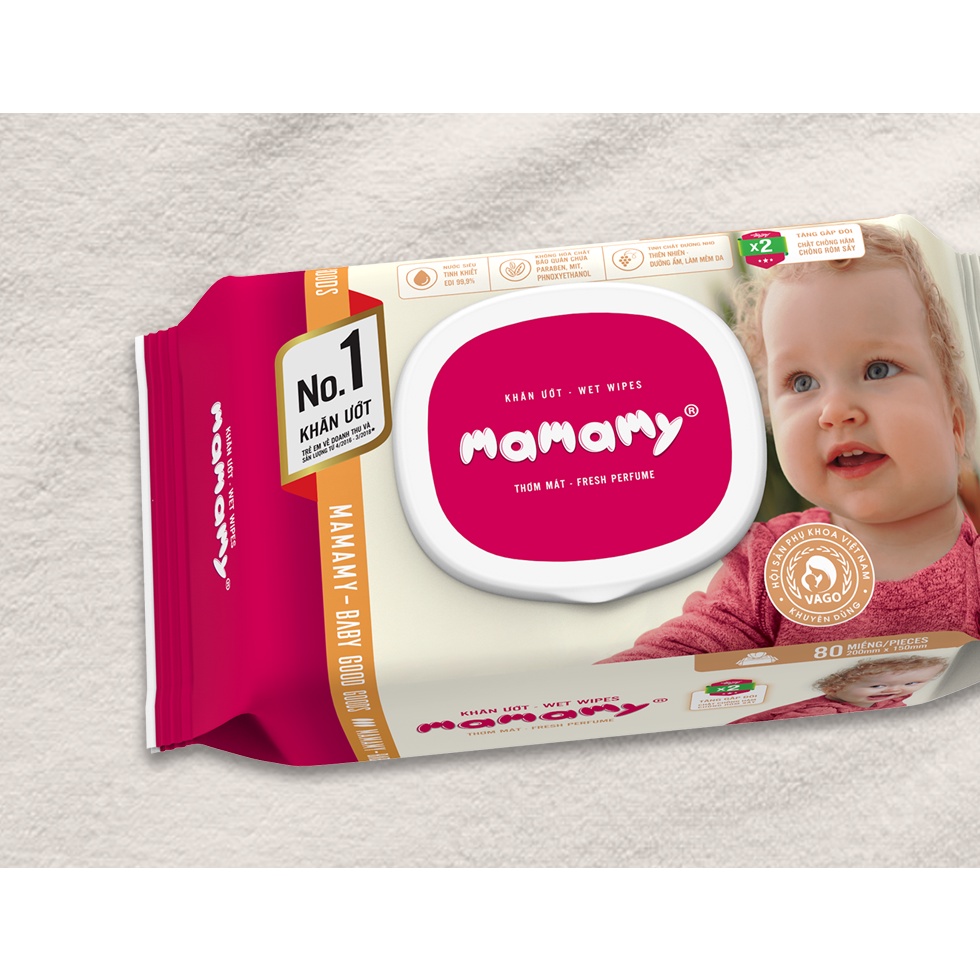 Khăn ướt Mamamy 100 tờ/80 tờ có nắp không mùi/có mùi