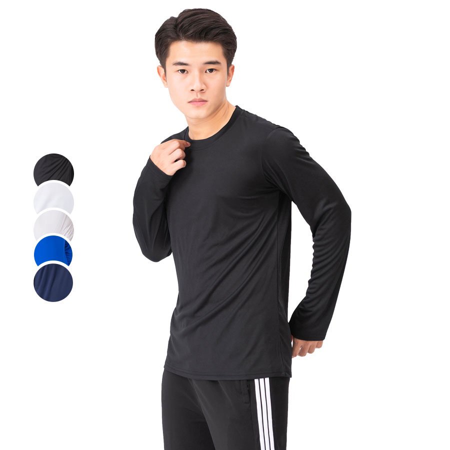 Áo Giữ Nhiệt Nam, Áo Dài Tay Nam Body Bóng Đá Co Dãn 2 Chiều - Bull Sport-MÀU ĐEN
