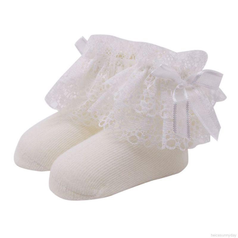 Vớ cotton phối ren xinh xắn dành cho bé gái từ 0-12 tháng tuổi