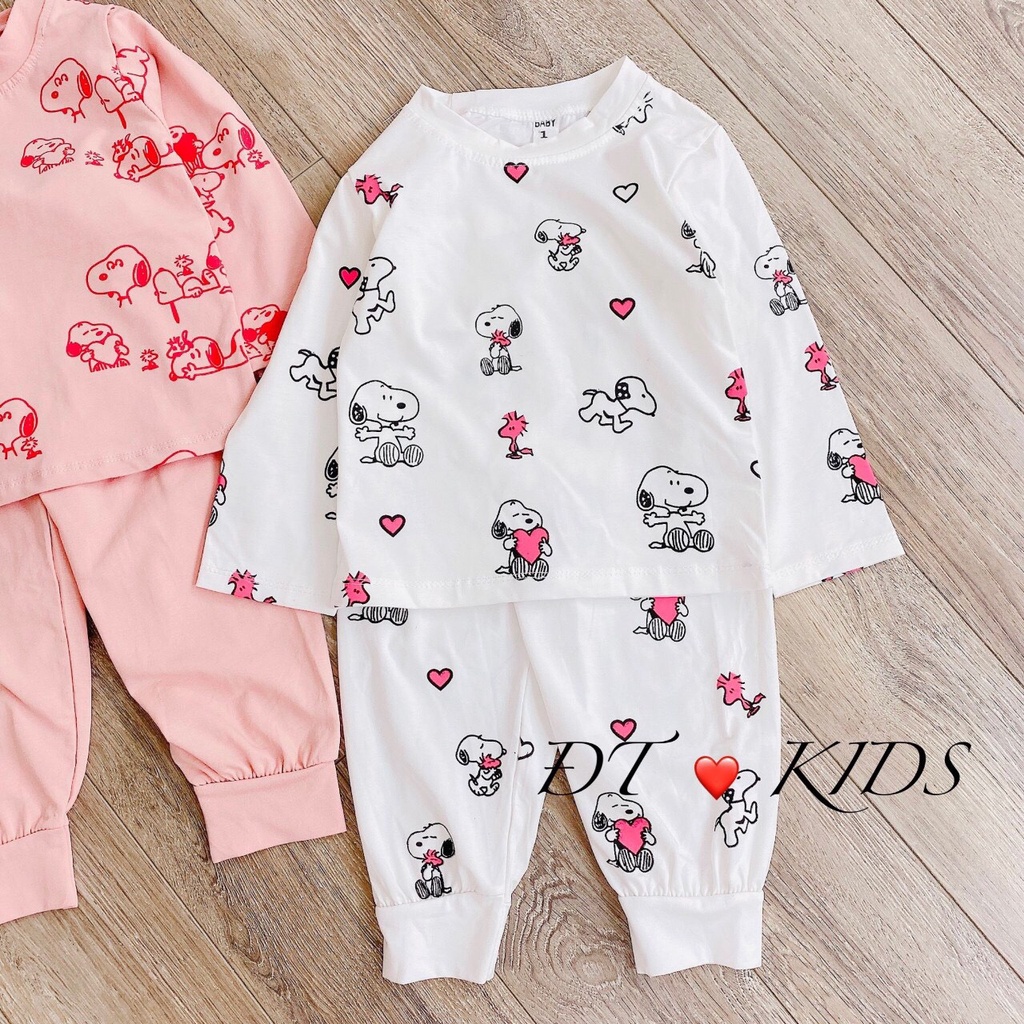 Bộ cotton dài tay in tràn hình chó Snoopy cho bé từ 8-18kg