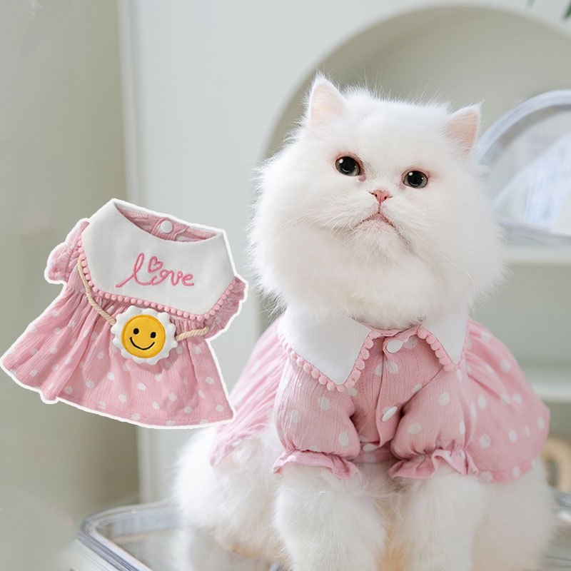 váy đầm tiểu thư chấm bi cho chó mèo