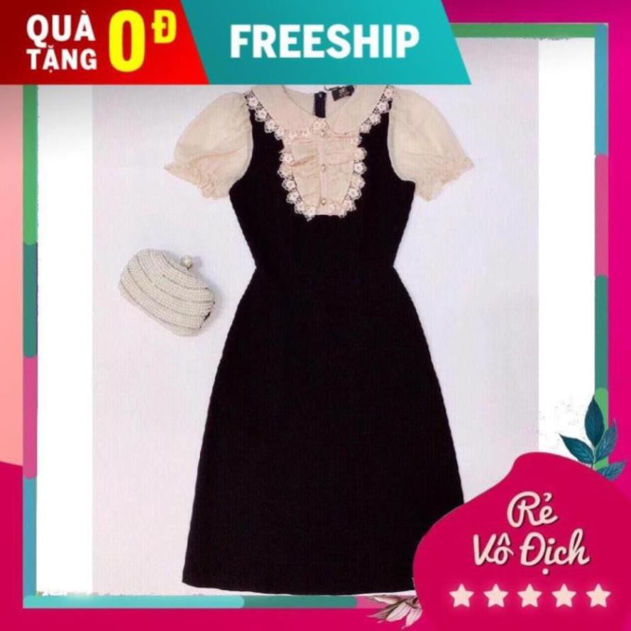 Đầm Thun Nhập Phối Voan Tay Phồng Siêu Đẹp Mẫu Bán Chạy - 60489