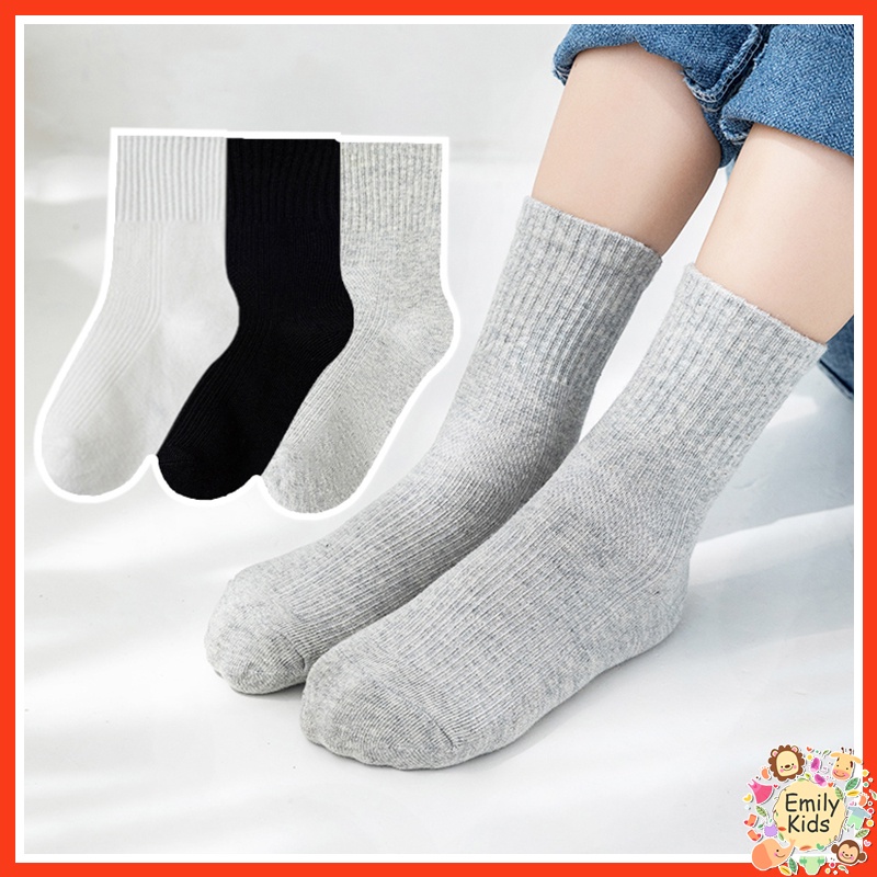 Set 5 Đôi Vớ Cotton Màu Sắc Trơn Thấm Hút Mồ Hôi Thoải Mái Dành Cho Trẻ Em 1-12 Tuổi