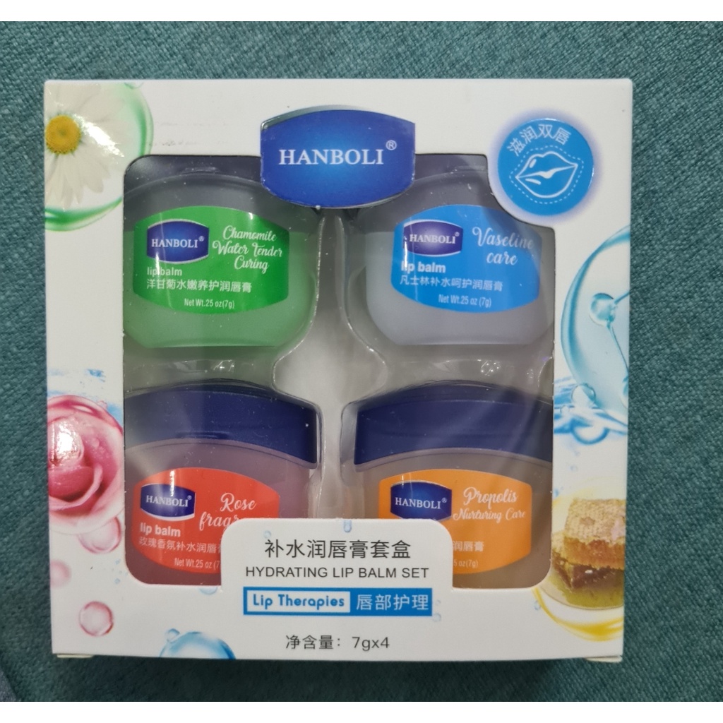 Bộ son dưỡng môi HanBoli Vaseline mini dưỡng ẩm chống khô môi cho làn môi thêm gợi cảm