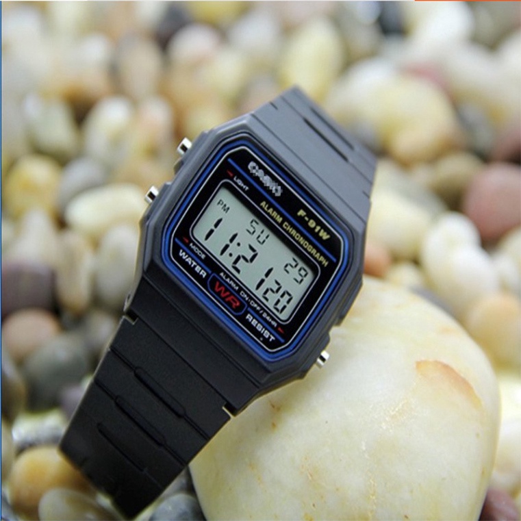 Đồng hồ Casio điện tử nam nữ F91 dây nhựa huyền thoại chống nước siêu bền