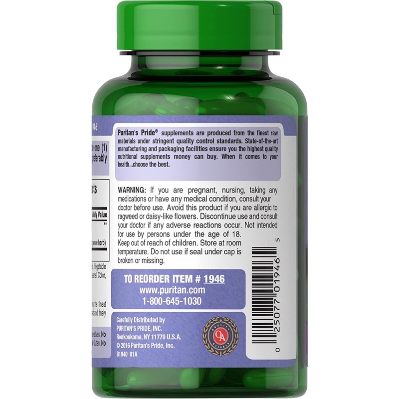 Viên uống Milk Thistle 1000mg Pủitans Pride-Bổ gan, Giải độc gan 180 viên