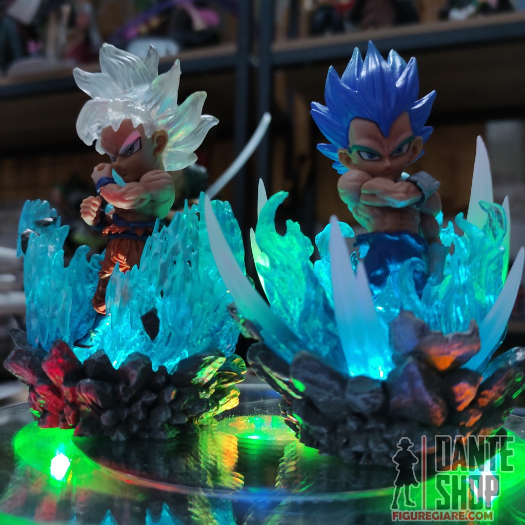 Mô Hình Chibi DragonBall Super Goku Ultra Instinct, Vegeta Blue Evolution 10cm Fullbox