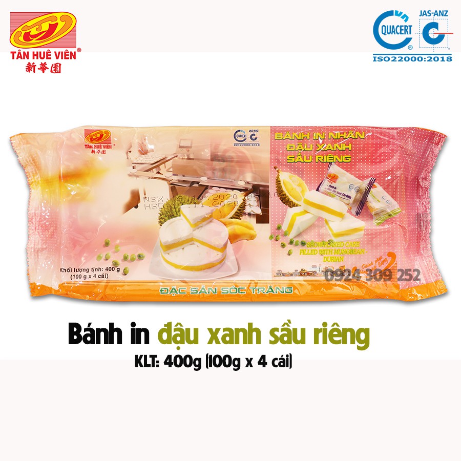 Bánh in nhân đậu sầu riêng Tân Huê Viên ( 400g 4 cái)