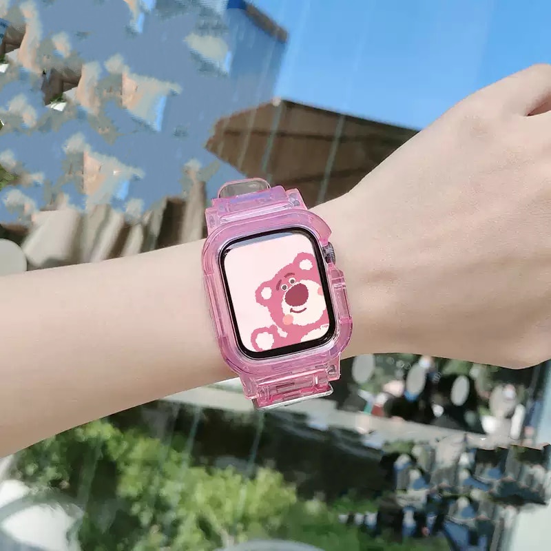 Dây Đeo Đồng Hồ Bằng Silicone Trong Suốt 45Mm 41 42mm 40 44 38Mm Cho Iwatch Series 7 6 SE 5 4