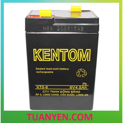 Bình khô, Ắc quy khô 6V 4.5-5Ah KenTom Cho Đèn Sạc Quạt Sạc KenTom