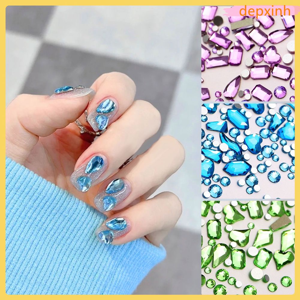 Trong kho khoan Móng Tay Nail Nghệ Thuật Khoan Rhinestone Mix Kính Khoan Hình TỰ LÀM Nail Stickers Nail Đồ Trang Sức Nghệ Thuật COD