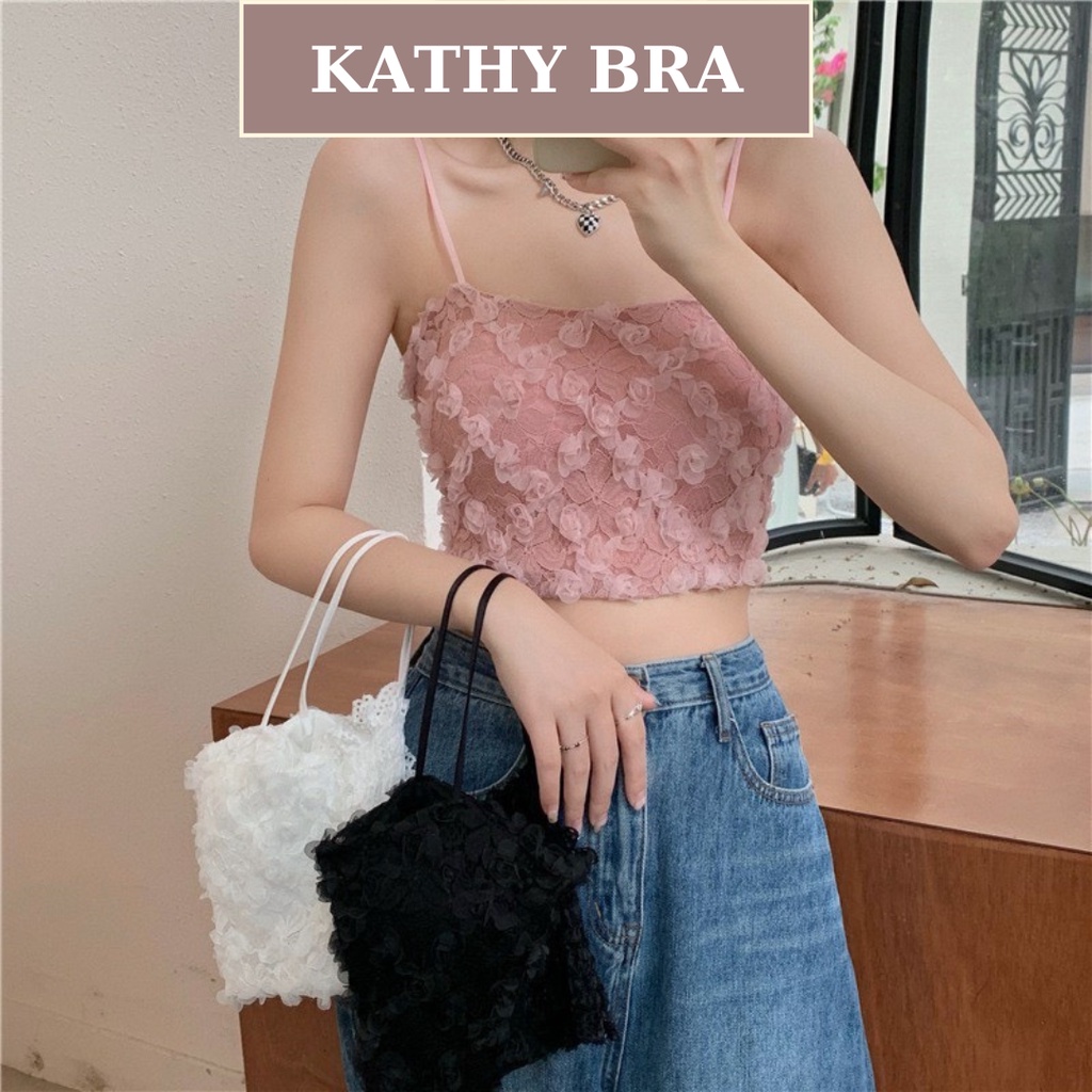 A03 Áo Bra Kiểu KATHY BRA Kết Hoa Hồng Có Mút Ngực Không Gọng Co Dãn Tốt Siêu Xinh