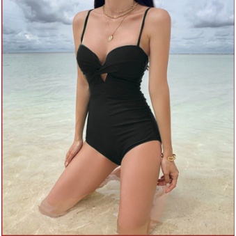 Đồ bơi Bikini đi biển liền mảnh màu đen cúp ngực sexy VATIXA BKN33 ĐEN