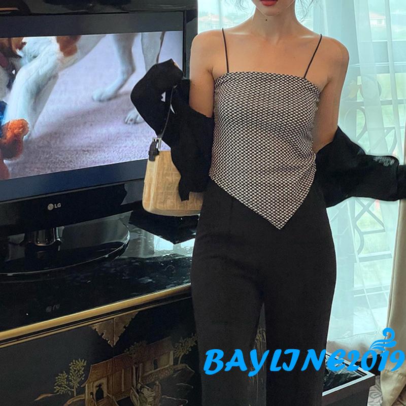 Áo Hai Dây Họa Tiết Ca Rô Thời Trang Dành Cho Nữ