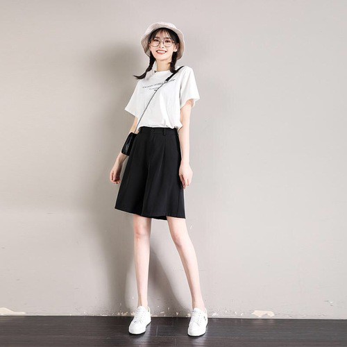 Quần short vải nữ cạp cao dáng chữ A ulzzang chất mềm mịn (Ảnh thật)