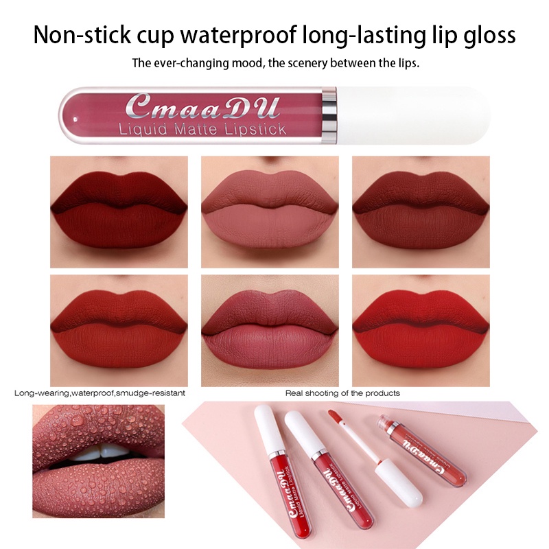 [Hàng mới về] Son kem lì dạng lỏng chống thấm nước lâu trôi với 6 màu tùy chọn