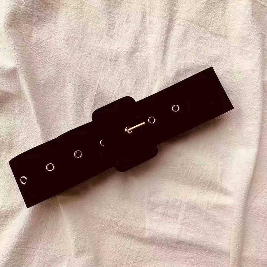 Thắt lưng da mềm màu trơn khóa vuông thời trang cho nữ